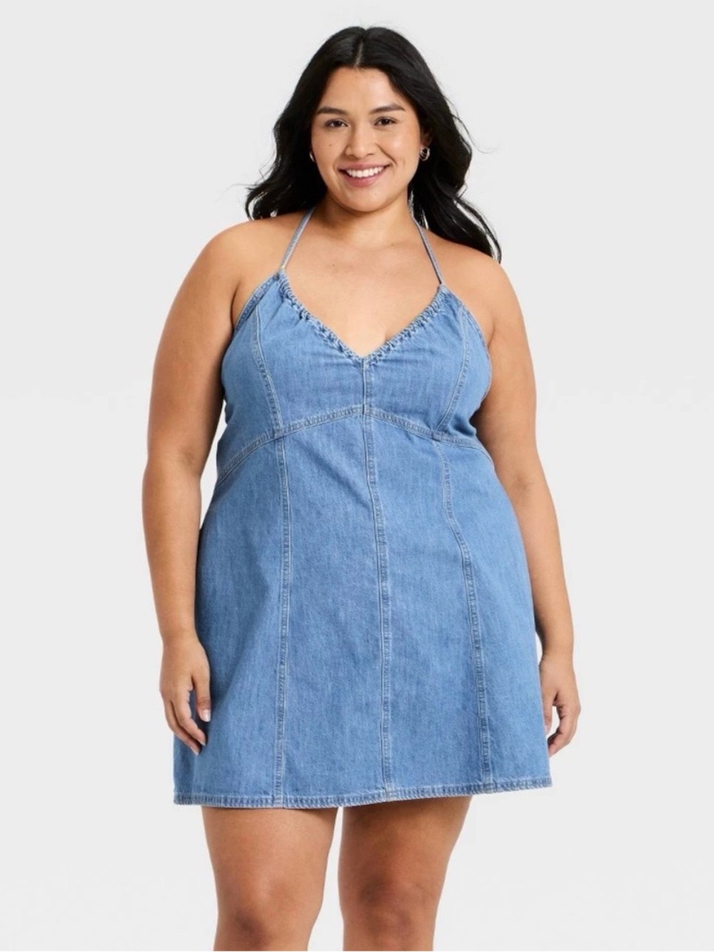 Women's Mini Halter Denim Dress - Universal Thread™ Medium Wash XXL